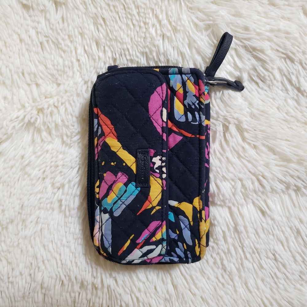 Vera Bradley Black and Pink Abstract Wristlet